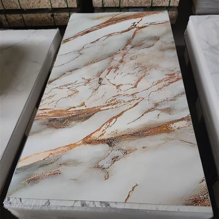 High Glossy Golden Pvc Marble Panel Flexible Artificial UV Marble Sheets Formaldehyde-free manufacturers