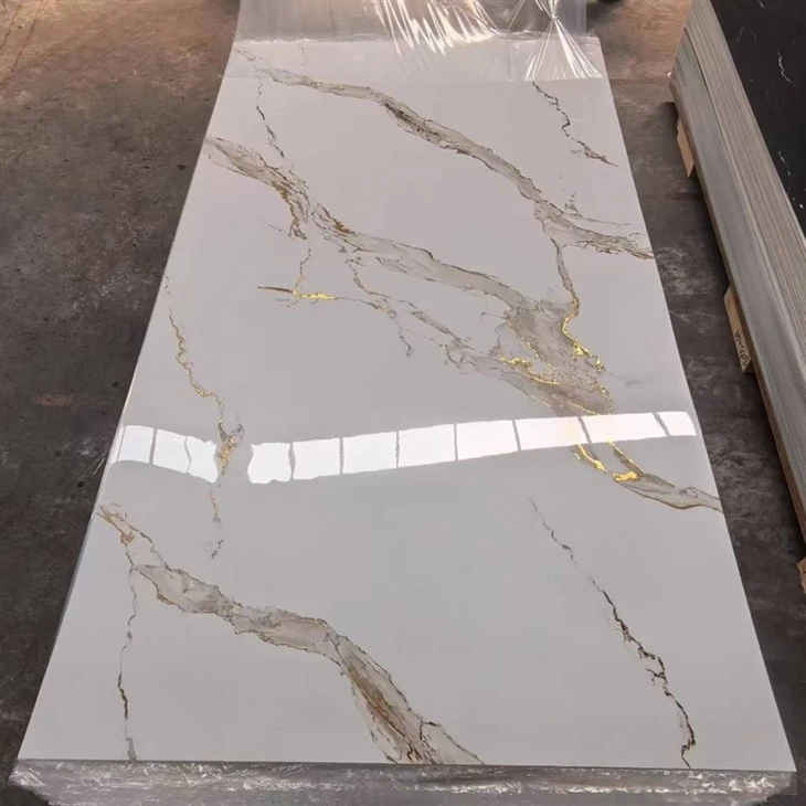 High Glossy Golden Pvc Marble Panel Flexible Artificial UV Marble Sheets Formaldehyde-free factory