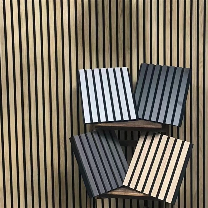 Slatted PET Felt Acoustic Panel Professional Design MDF Akupanel Wood Slatted Wall Acoustic Felt Panels factory